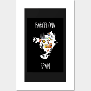 Barcelona Map, Spain, Travel poster Posters and Art